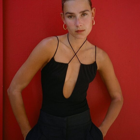 ZARA | Scoop Neck Bodysuit Plunge | Sz. M - Picture 2 of 7